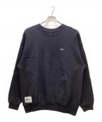 DESCENDANTディセンダント）の古着「刺繍 ロゴ クルーネック トレーナー」｜ブラック