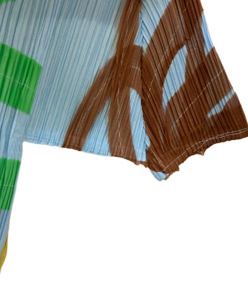 PLEATS PLEASE（プリーツプリーズ）PLEATS PLEASE (プリーツプリーズ) 半袖カットソー ブルー×イエロー サイズ:4の古着・服飾アイテム