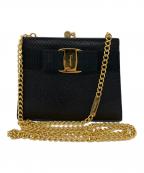 Salvatore Ferragamoサルヴァトーレ フェラガモ）の古着「チェーンショルダーバッグ ヴァラリボン」｜ブラック