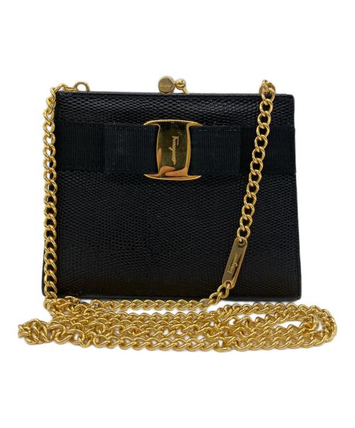 Salvatore Ferragamo（サルヴァトーレ フェラガモ）Salvatore Ferragamo (サルヴァトーレ フェラガモ) チェーンショルダーバッグ ヴァラリボン ブラックの古着・服飾アイテム