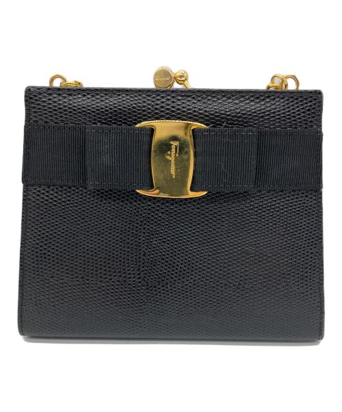 Salvatore Ferragamo（サルヴァトーレ フェラガモ）Salvatore Ferragamo (サルヴァトーレ フェラガモ) チェーンショルダーバッグ ヴァラリボン ブラックの古着・服飾アイテム