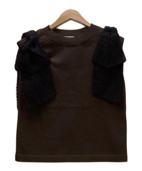 NOLLEY'S（ノーリーズ）NOLLEY'S (ノーリーズ) ノースリーブニット ブラウン×ブラック サイズ:38 未使用品の古着・服飾アイテム