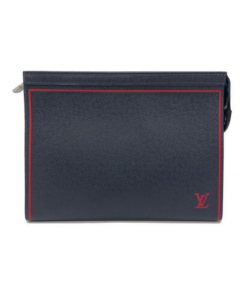 LOUIS VUITTON（ルイ ヴィトン）LOUIS VUITTON (ルイ ヴィトン) クラッチバッグ ポシェット ヴォワヤージュMM タイガ ネイビー×レッドの古着・服飾アイテム