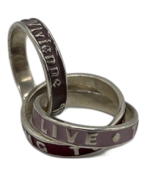 Vivienne Westwood（ヴィヴィアンウエストウッド）Vivienne Westwood (ヴィヴィアンウエストウッド) T.F.T.L・T.Y.T.D 3連リング レッド×ピンク×パープル サイズ:15号の古着・服飾アイテム