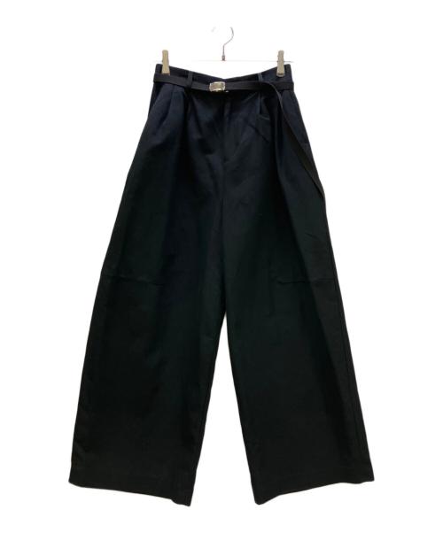 ETRE（エトレ）etre (エトレ) ベルテッドハイウエストタックパンツ ブラック サイズ:Mの古着・服飾アイテム