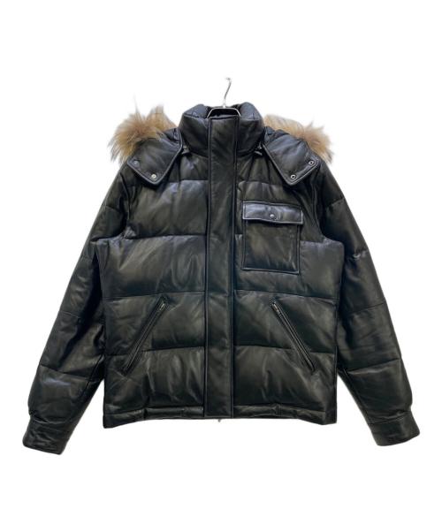 PS Paul Smith（ＰＳポールスミス）PS Paul Smith (ＰＳポールスミス) レザーダウンジャケット ブラック サイズ:Lの古着・服飾アイテム