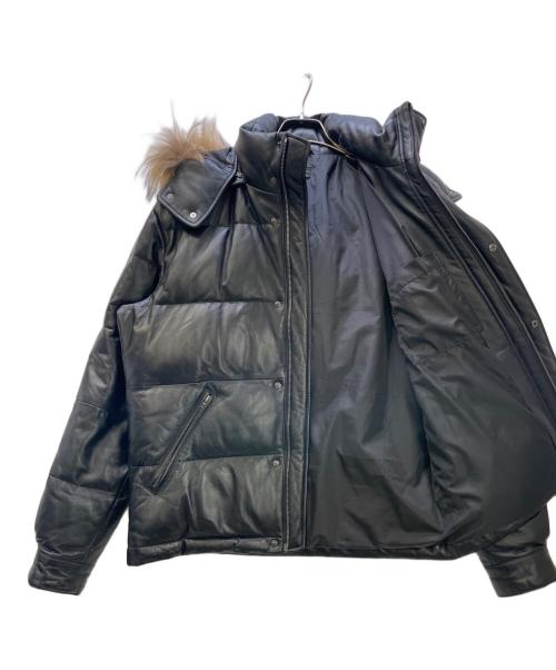 PS Paul Smith（ＰＳポールスミス）PS Paul Smith (ＰＳポールスミス) レザーダウンジャケット ブラック サイズ:Lの古着・服飾アイテム