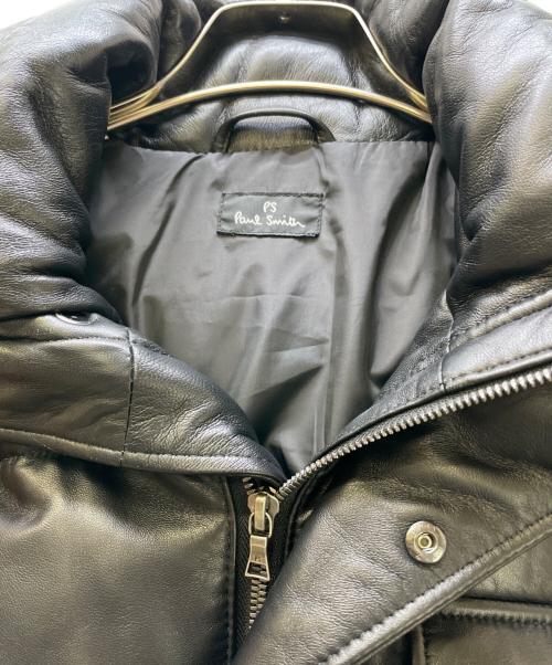 PS Paul Smith（ＰＳポールスミス）PS Paul Smith (ＰＳポールスミス) レザーダウンジャケット ブラック サイズ:Lの古着・服飾アイテム