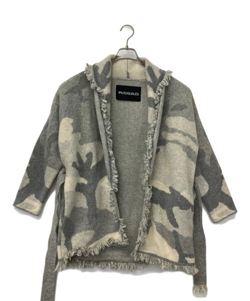 1piu1uguale3（ウノピュウノウグァーレトレ）1piu1uguale3 (ウノピュウノウグァーレトレ) 厚手カーディガン グレー×ホワイト サイズ:A10/Ⅲの古着・服飾アイテム