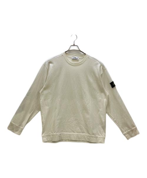 STONE ISLAND（ストーンアイランド）STONE ISLAND (ストーンアイランド) 長袖カットソー HEAVY COTTON JERSEY GARMENT DYED ホワイト サイズ:XLの古着・服飾アイテム