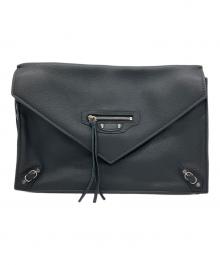 BALENCIAGA（バレンシアガ）の古着「ペーパー ジップアラウンド サイト クラッチバッグ」｜ブラック