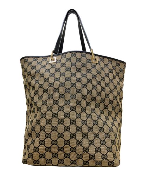 GUCCI（グッチ）GUCCI (グッチ) トートバッグ GG総柄 ベージュ×ブラックの古着・服飾アイテム