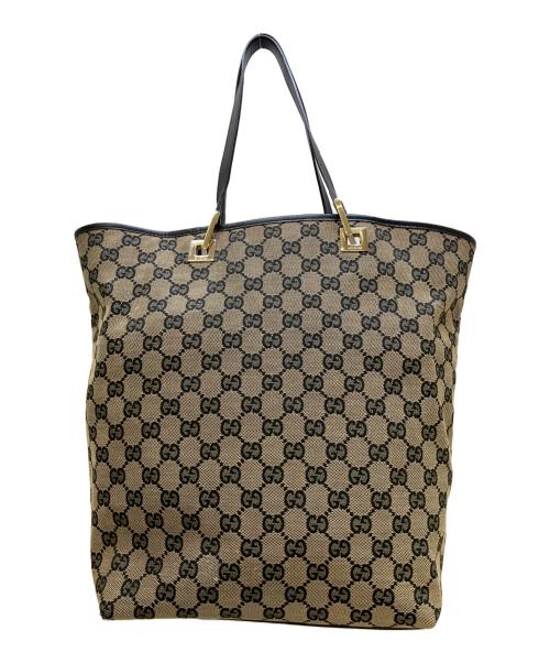 GUCCI（グッチ）GUCCI (グッチ) トートバッグ GG総柄 ベージュ×ブラックの古着・服飾アイテム