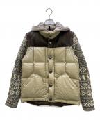 MOUNTAIN RESEARCHマウンテンリサーチ）の古着「コンチョボタンニット切替ダウンジャケット」｜ベージュ×ブラック