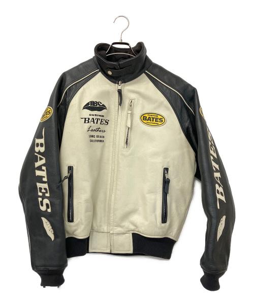 BATES（ベイツ）BATES (ベイツ) ライダースジャケット ベージュ×ブラック サイズ:XLの古着・服飾アイテム