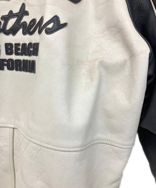 BATES（ベイツ）BATES (ベイツ) ライダースジャケット ベージュ×ブラック サイズ:XLの古着・服飾アイテム