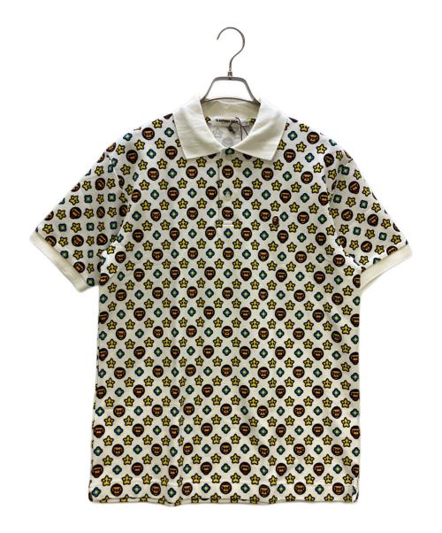A BATHING APE（ア ベイシング エイプ）A BATHING APE (ア ベイシング エイプ) ポロシャツ モノグラム柄 ホワイト サイズ:L 未使用品の古着・服飾アイテム