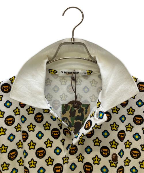 A BATHING APE（ア ベイシング エイプ）A BATHING APE (ア ベイシング エイプ) ポロシャツ モノグラム柄 ホワイト サイズ:L 未使用品の古着・服飾アイテム