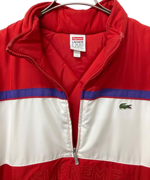 SUPREME（シュプリーム）SUPREME (シュプリーム) LACOSTE (ラコステ) 中綿ジャケット レッド×ホワイト サイズ:Lの古着・服飾アイテム