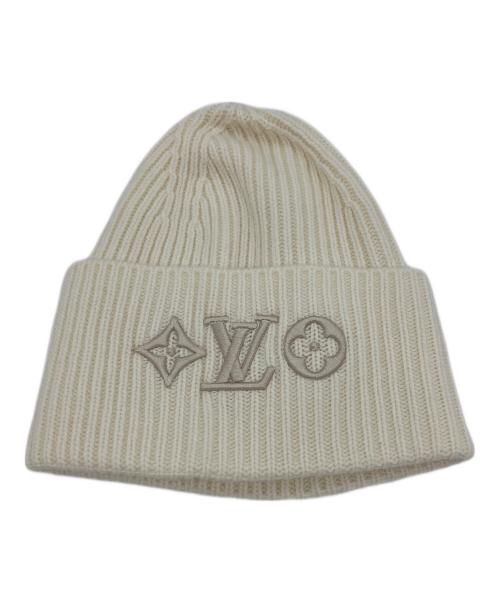 LOUIS VUITTON（ルイ ヴィトン）LOUIS VUITTON (ルイ ヴィトン) ニット帽 ビーニー・LV ヘッドライン ホワイトの古着・服飾アイテム