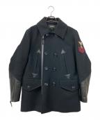 AVIREXアヴィレックス）の古着「レザー切替ピーコート」｜ネイビー