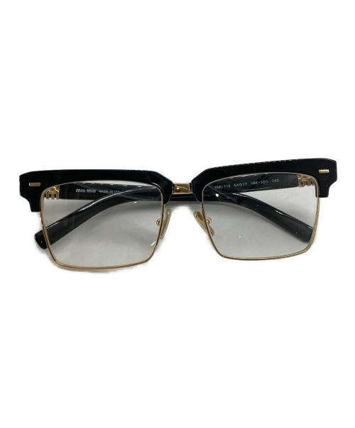MIU MIU（ミュウミュウ）MIU MIU (ミュウミュウ) 伊達眼鏡 ブラック×ゴールドの古着・服飾アイテム