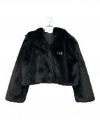 KISS THE CLUBキッス・ザ・クラブ）の古着「luxury hooded fur coat」｜ブラック