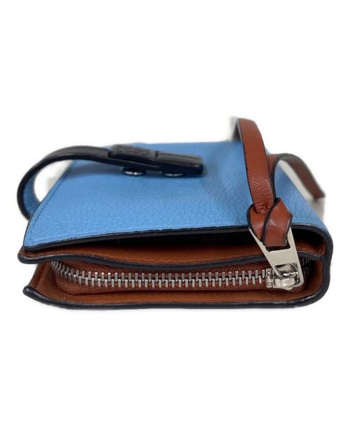 LOEWE（ロエベ）LOEWE (ロエベ) トライフォールドコンパクトウォレット スカイブルー×ブラウンの古着・服飾アイテム