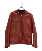 666Leather Wearシックスシックスシックスレザー）の古着「レザーライダースジャケット」｜レッド