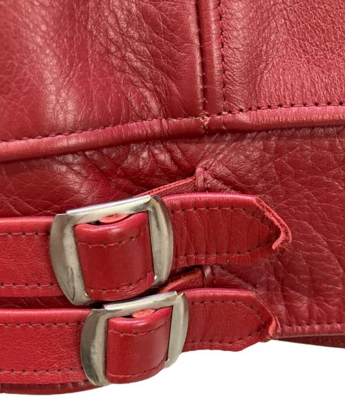 666Leather Wear（シックスシックスシックスレザー）666Leather Wear (シックスシックスシックスレザー) レザーライダースジャケット レッド サイズ:40の古着・服飾アイテム