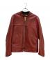 666Leather Wear（シックスシックスシックスレザー）の古着「レザーライダースジャケット」｜レッド
