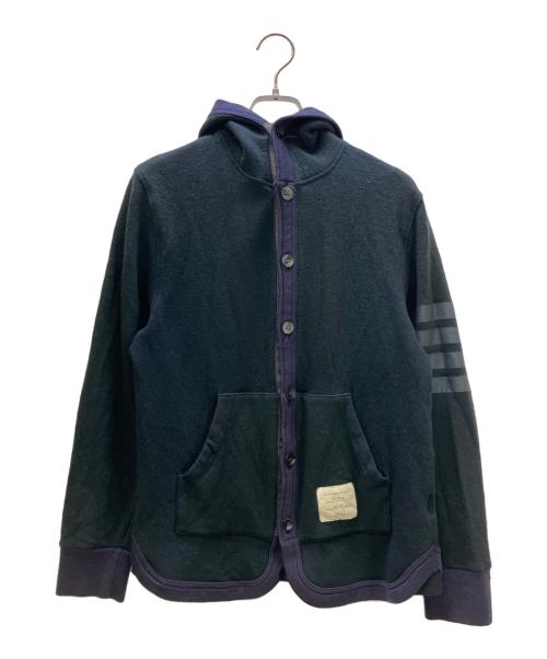 Thom Browne（トムブラウン）Thom Browne (トムブラウン) ショールカラーカーディガン ブラック×パープル サイズ:3の古着・服飾アイテム