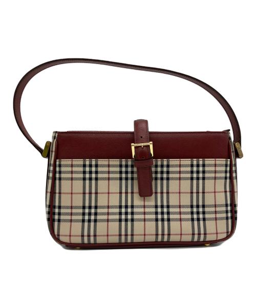 BURBERRY（バーバリー）BURBERRY (バーバリー) セミショルダーバッグ レッド×ベージュの古着・服飾アイテム