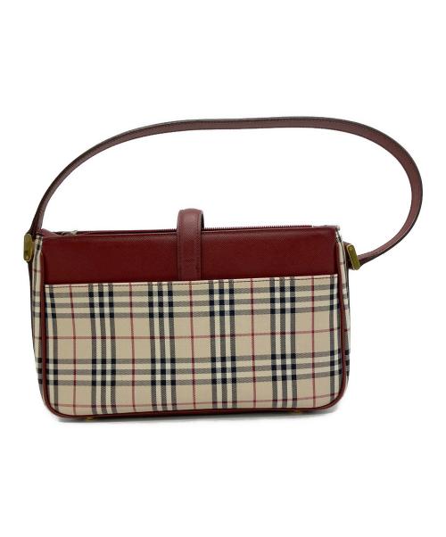 BURBERRY（バーバリー）BURBERRY (バーバリー) セミショルダーバッグ レッド×ベージュの古着・服飾アイテム