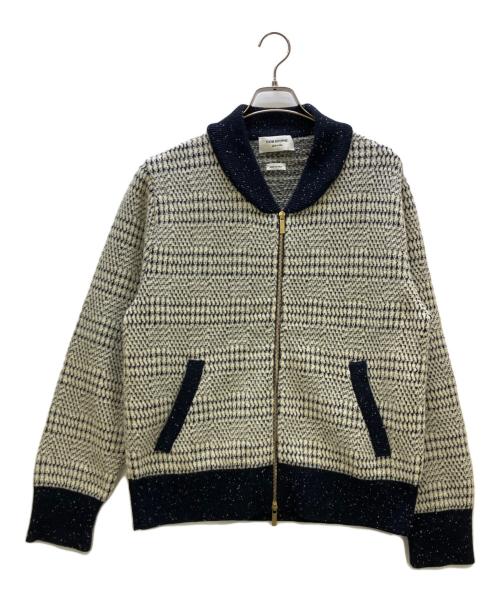 Thom Browne（トムブラウン）Thom Browne (トムブラウン) ニットジャケット ホワイト×ネイビー サイズ:4の古着・服飾アイテム