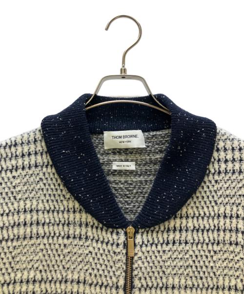 Thom Browne（トムブラウン）Thom Browne (トムブラウン) ニットジャケット ホワイト×ネイビー サイズ:4の古着・服飾アイテム