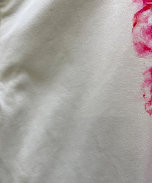 hazama（ハザマ）hazama (ハザマ) Phantom Siita 鮮烈に滲む狂気のハイネックカットソー ホワイト×レッド サイズ:Sの古着・服飾アイテム