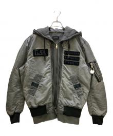 DIESEL（ディーゼル）の古着「レイヤード ボンバージャケット」｜グレー