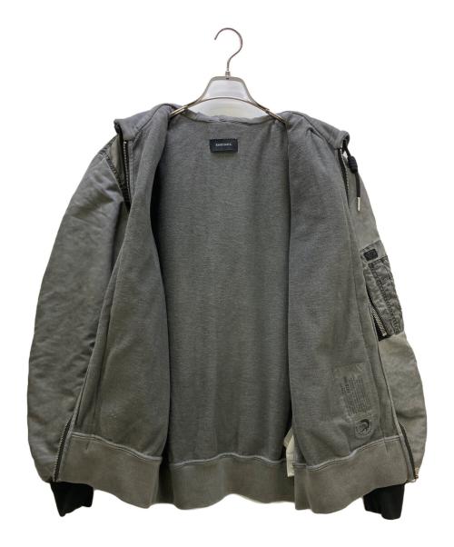 DIESEL（ディーゼル）DIESEL (ディーゼル) レイヤード ボンバージャケット グレー サイズ:Lの古着・服飾アイテム
