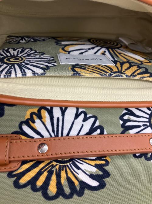 maison kitsune（メゾンキツネ）maison kitsune (メゾンキツネ) セミショルダーバッグ グリーン×ブラウンの古着・服飾アイテム