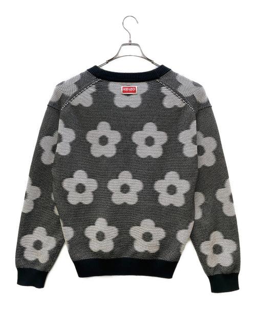 KENZO（ケンゾー）KENZO (ケンゾー) 厚手カーディガン ブラック×ホワイト サイズ:Mの古着・服飾アイテム