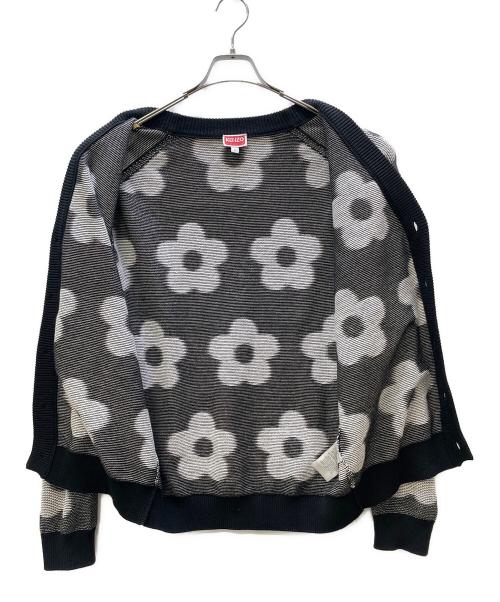 KENZO（ケンゾー）KENZO (ケンゾー) 厚手カーディガン ブラック×ホワイト サイズ:Mの古着・服飾アイテム