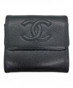 CHANELシャネル）の古着「コンパクトウォレット ココマーク」｜ブラック