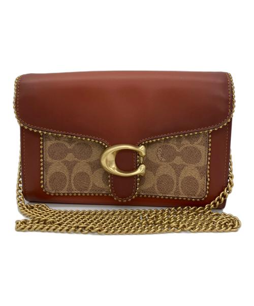 COACH（コーチ）COACH (コーチ) チェーンショルダーバッグ タビー チェーン クラッチ シグネチャー キャンバス ウィズ ビーズチェーン ブラウンの古着・服飾アイテム
