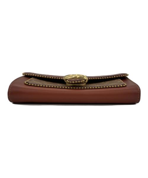 COACH（コーチ）COACH (コーチ) チェーンショルダーバッグ タビー チェーン クラッチ シグネチャー キャンバス ウィズ ビーズチェーン ブラウンの古着・服飾アイテム