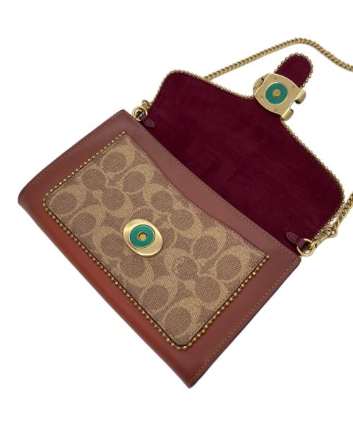 COACH（コーチ）COACH (コーチ) チェーンショルダーバッグ タビー チェーン クラッチ シグネチャー キャンバス ウィズ ビーズチェーン ブラウンの古着・服飾アイテム