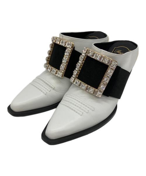 Roger Vivier（ロジェ ヴィヴィエ）Roger Vivier (ロジェ ヴィヴィエ) ミュール ヴィヴテックスストラスミュール ホワイト サイズ:36の古着・服飾アイテム