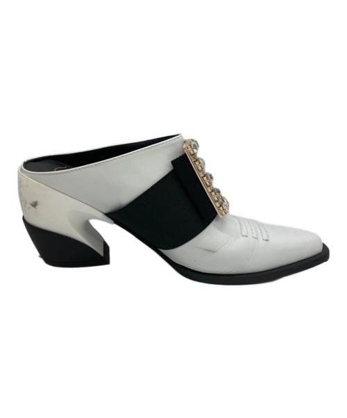 Roger Vivier（ロジェ ヴィヴィエ）Roger Vivier (ロジェ ヴィヴィエ) ミュール ヴィヴテックスストラスミュール ホワイト サイズ:36の古着・服飾アイテム