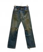 LEVI'Sリーバイス）の古着「501XX革パッチデニムパンツ」｜ブルー