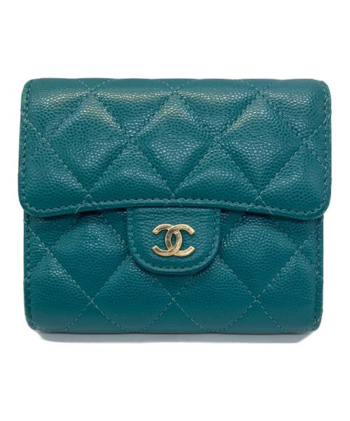CHANEL（シャネル）CHANEL (シャネル) 3つ折り財布 マトラッセ グリーンの古着・服飾アイテム